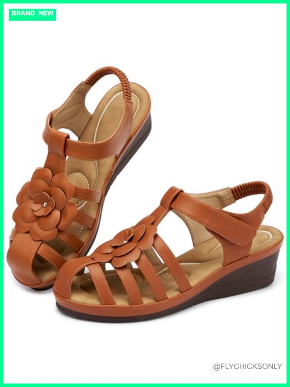 Women's Wedge Sandals Closed Toe Adjustable Strap PU Leather Walking Fisherman